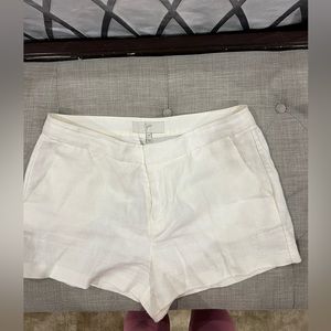 White linen shorts